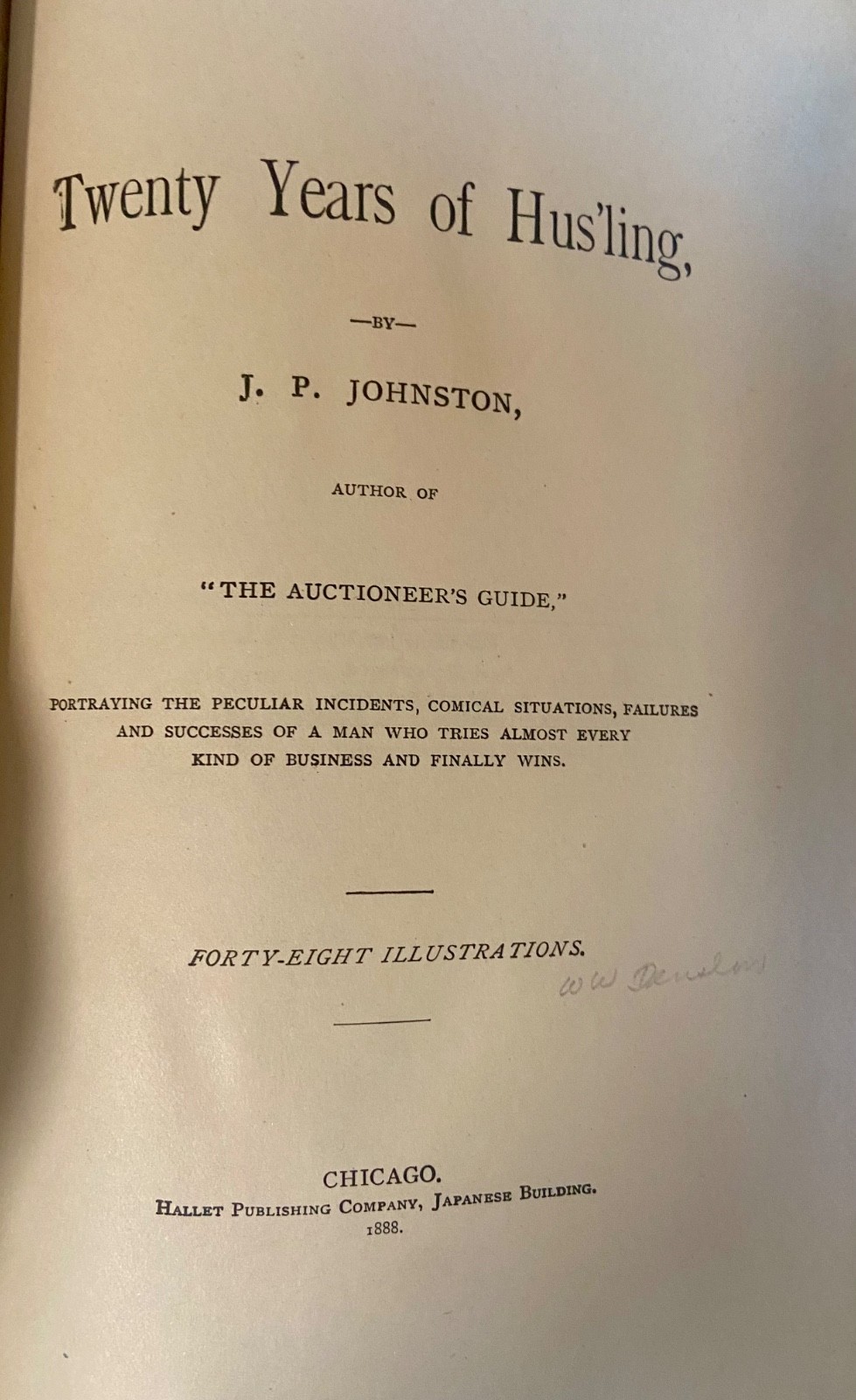 1888 Twenty Years of Husling J.P. Johnston 1st Ed W.W. Denslow Illustrated