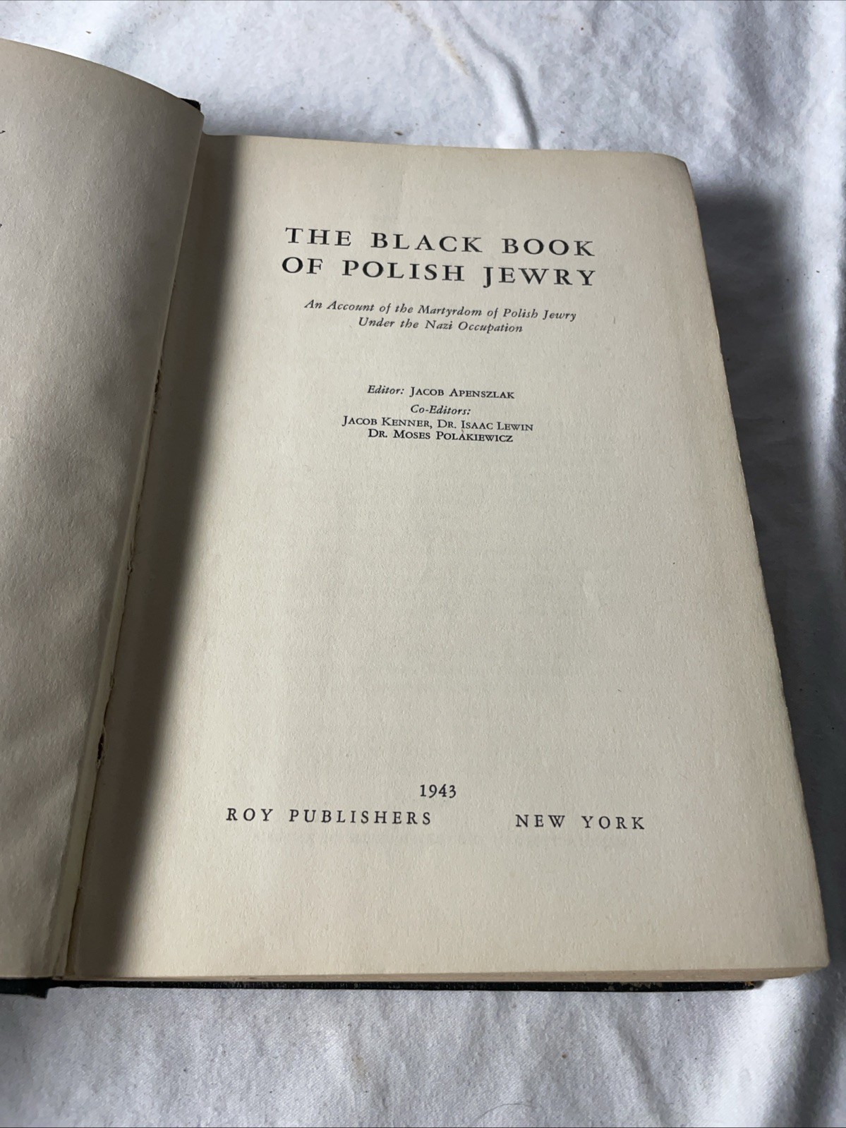 The Black Book of Polish Jewry 1943 First Edition Roy Publishers Holocaust