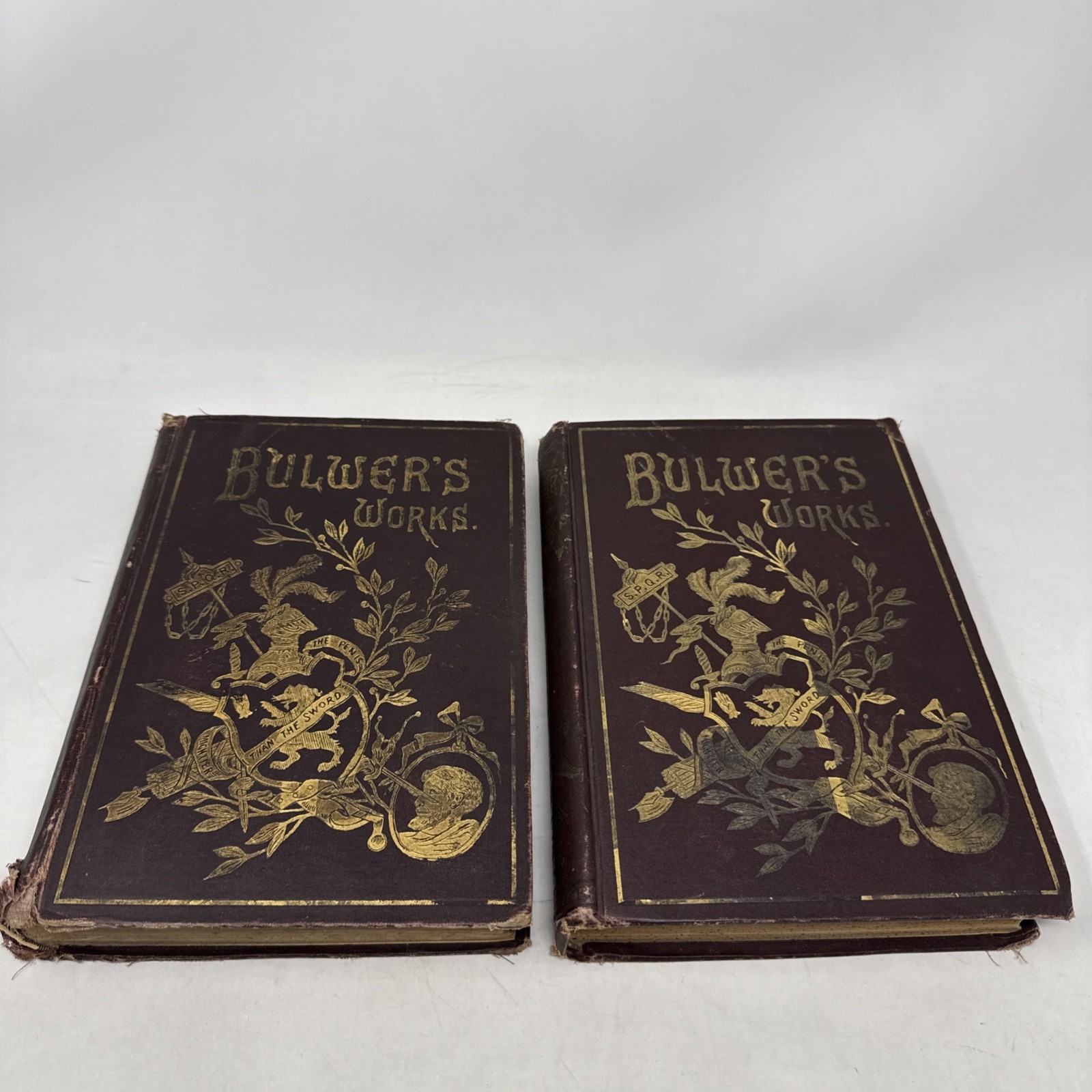 2 Antique Bulwer’s Works Books, Volumes 5 & 6, Edward Bulwer Lytton PF Collier