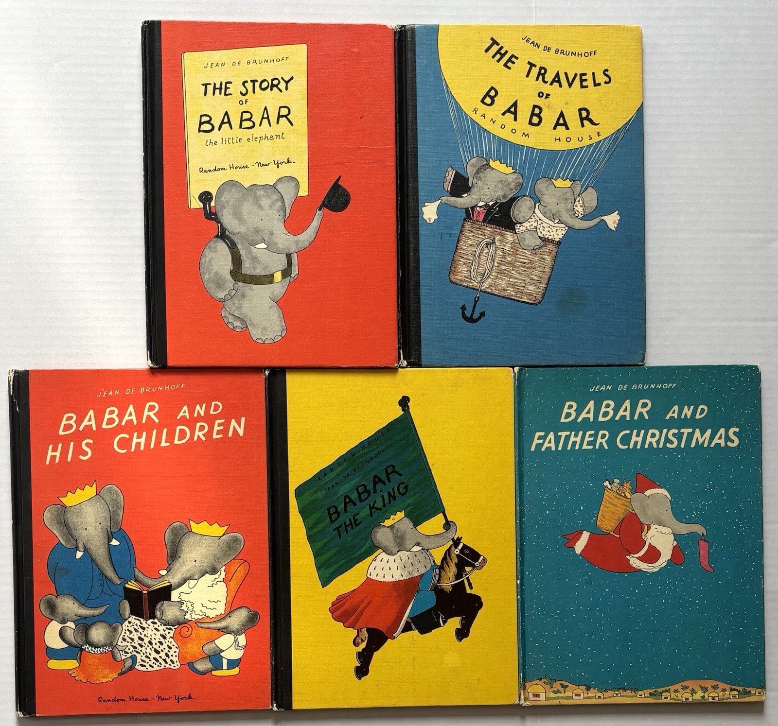 BABAR Jean de Brunhoff Random House Hardcover Lot Story Travels King Children