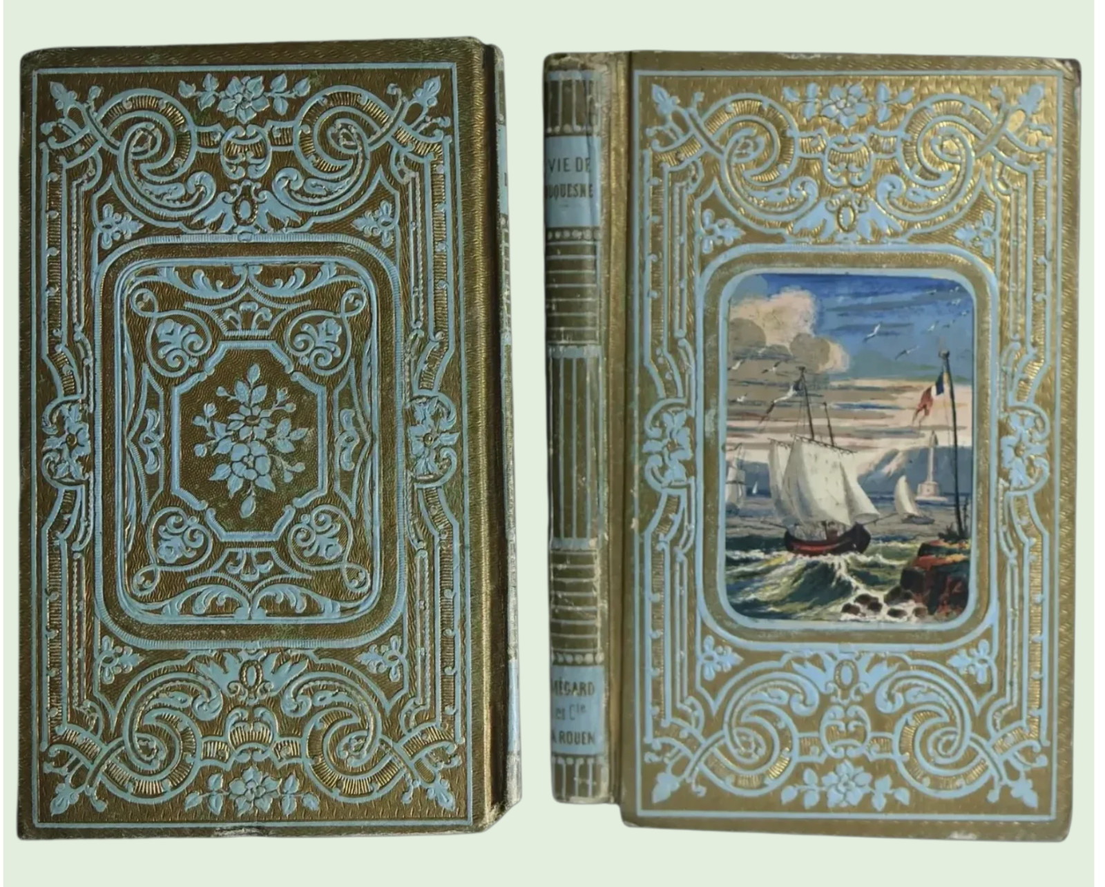 1855 Cartonnage Romantique French Romantic Binding Vie de Duquesne Ship Maritime