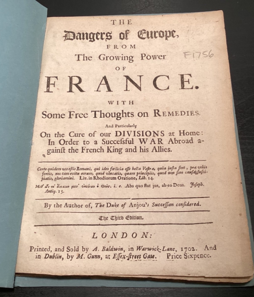 1702 The Dangers Of Europe From The Growing Power Of France – Rare Pamphlet