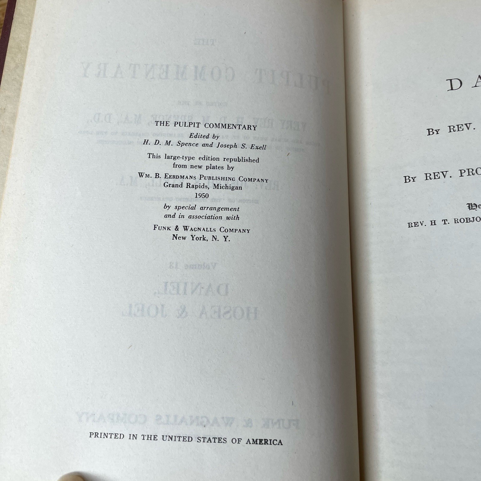 THE PULPIT COMMENTARY Volume 13 Daniel, Hosea, Joel (Good Vtg Condition) 1950