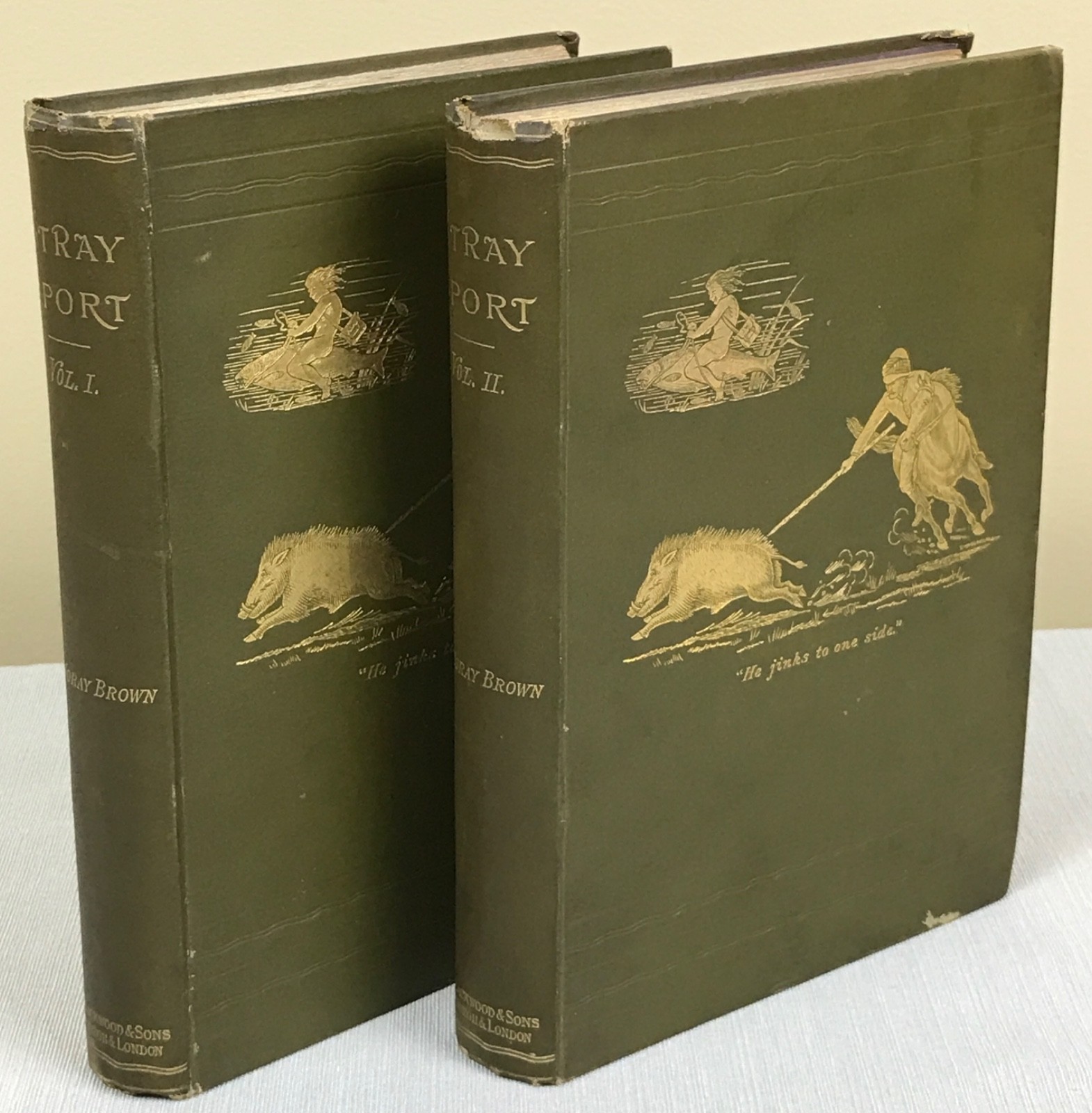 1893 STRAY SPORT Two-Volume Set, by J. Moray Brown, Vintage Hunting Books