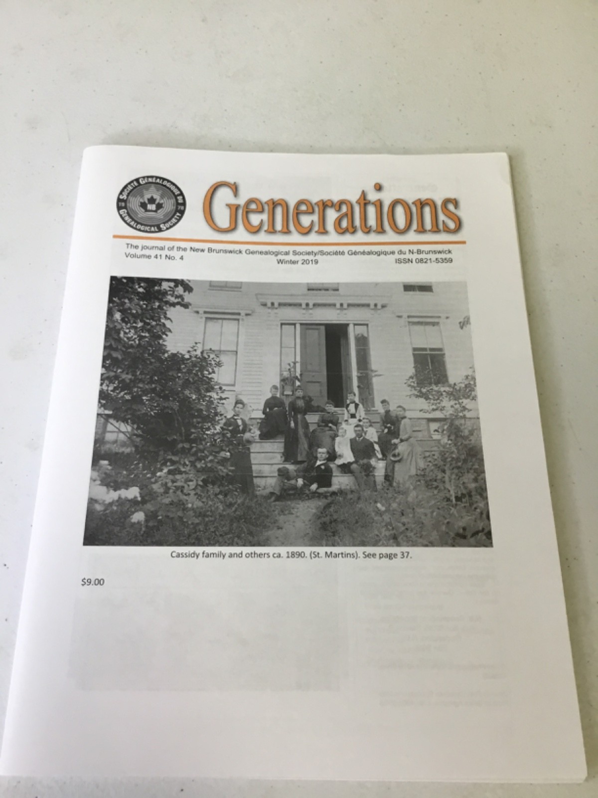 Generations New Brunswick Genealogical Society Magazine’s. 2019 Quaterly