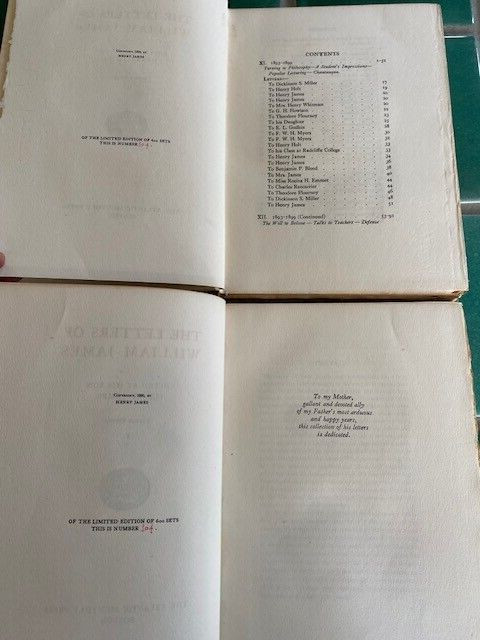 The Letters of William James vol. 1, 2 Limited Edition 1920 HCs Atlantic Monthly