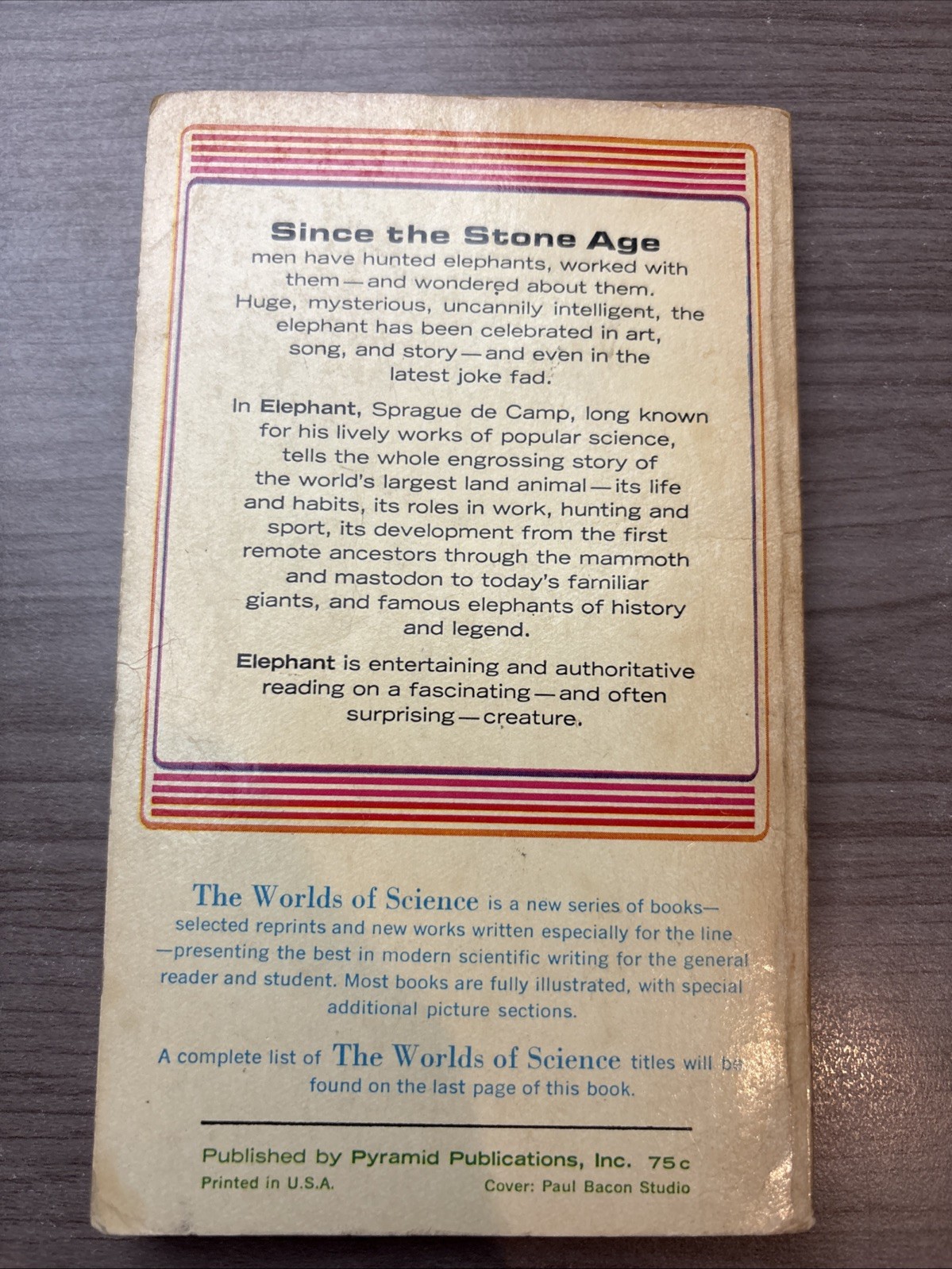 L. Sprague de Camp-Elephant-First edition Paperback original 1964 Non-fiction!