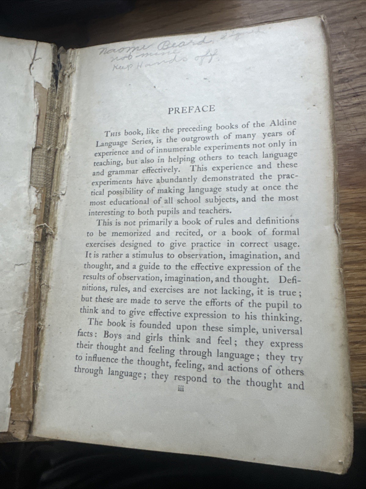 Antique Aldine Third Language Book (English Grammar Text) 1917 Spaulding et al