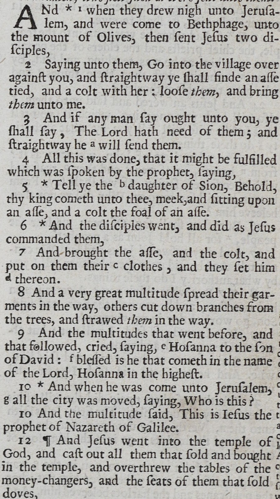 1649 KJV Bible Leaf Palm Sunday Cleansing Temple Hosanna Matthew 21