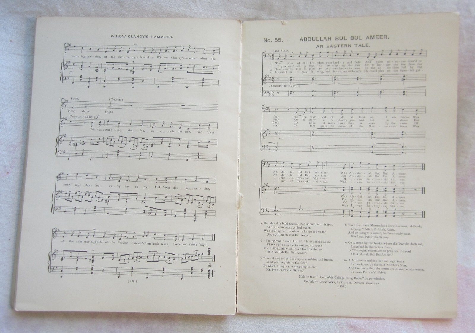 The NEW HARVARD SONG BOOK — Revised & Enlarged Edition — OLIVER DITSON, 1896