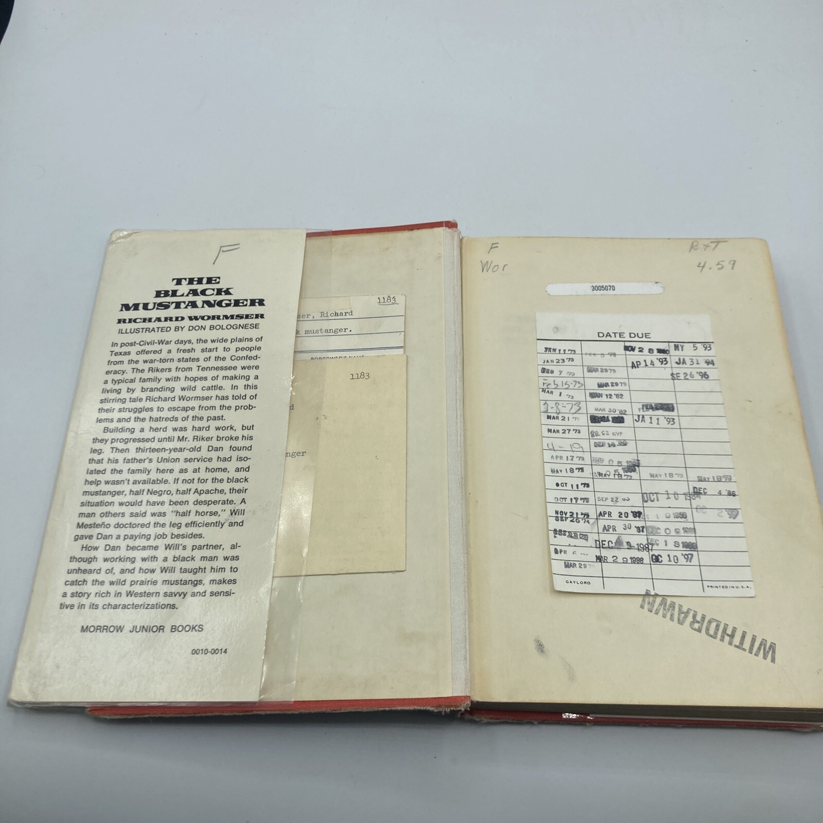 The Black Mustanger by Richard Wormser (1971, HC)