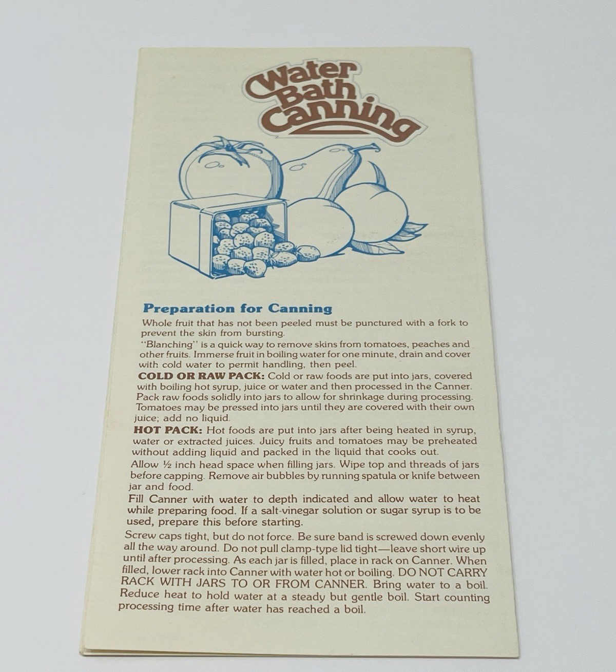 Water Bath Canning Informational Brochure Pamphlet Vintage