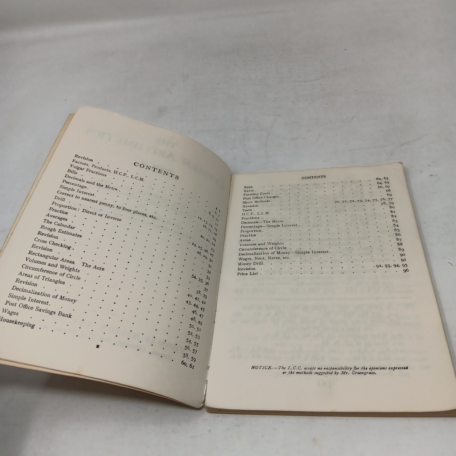 The Citizen Arithmetics By H.E.J Curzon F.A.W Greengrass Vintage Pupil’s Book II