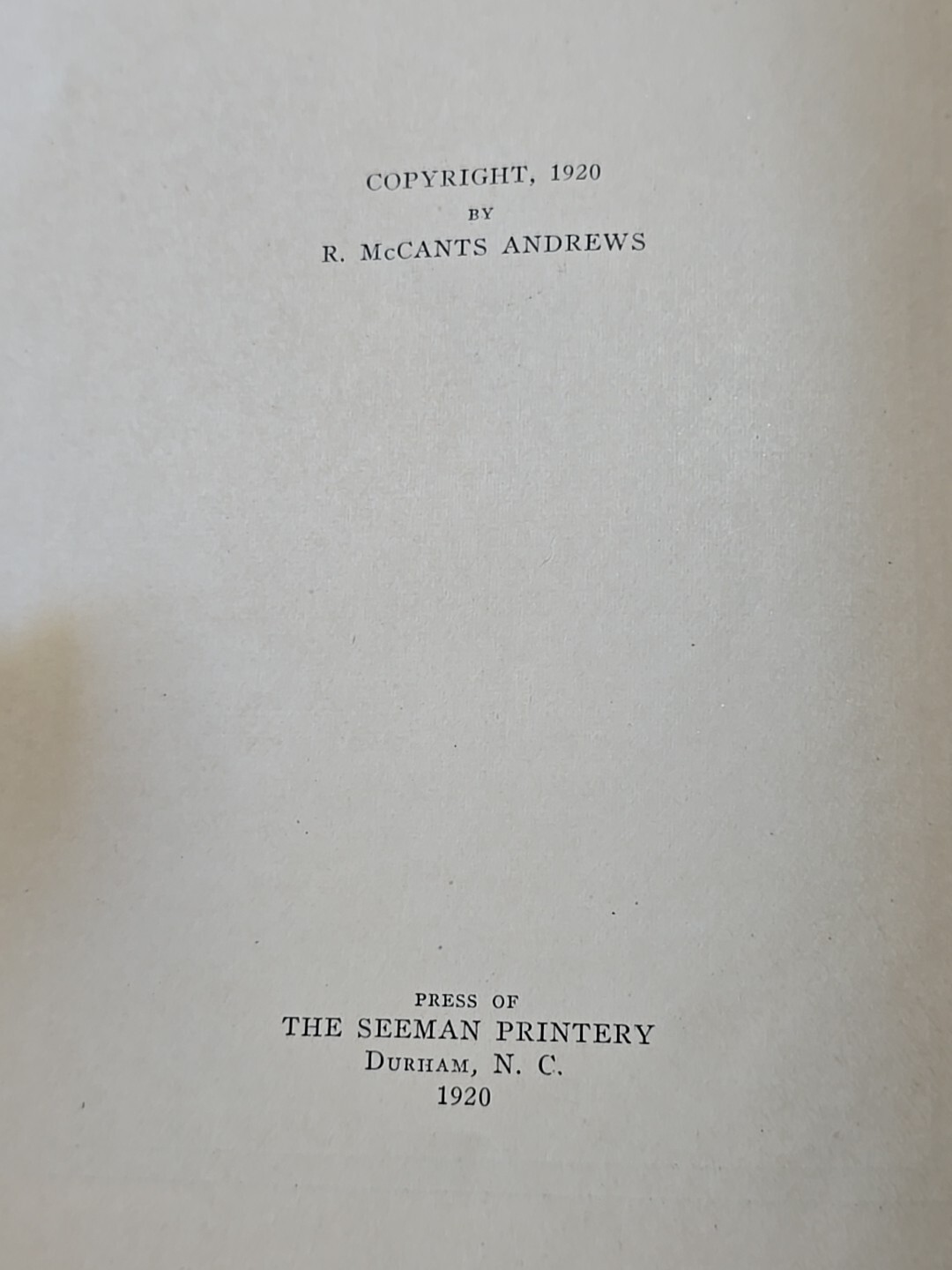 John Merrick A Biographical Sketch by R.Mc Cants Andrew’s Hardback 1920