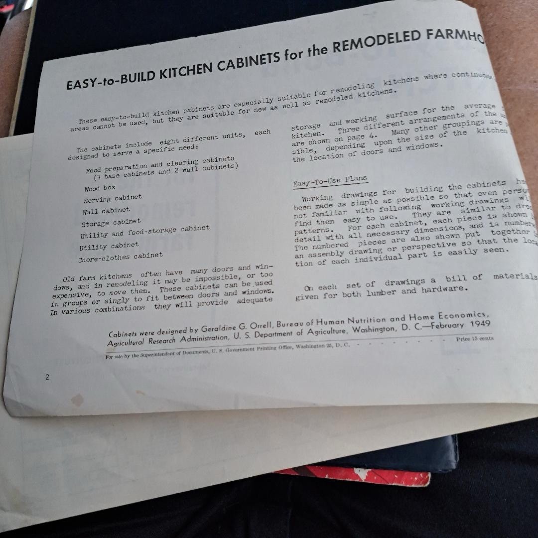 1949 USDA Misc Pub #680 Easy-to-build Kitchen Cabinets For Remodeled Farmhouse