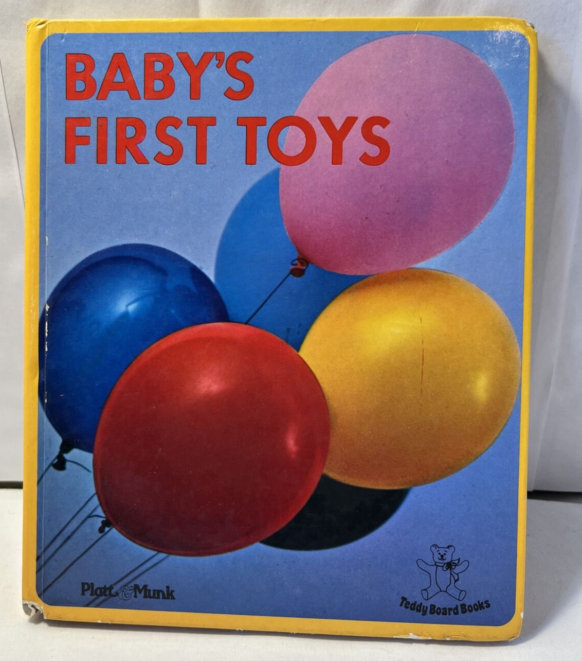 Baby’s First Toys Platt & Munk Teddy Board Book Hardcover Japan 1978 Vintage