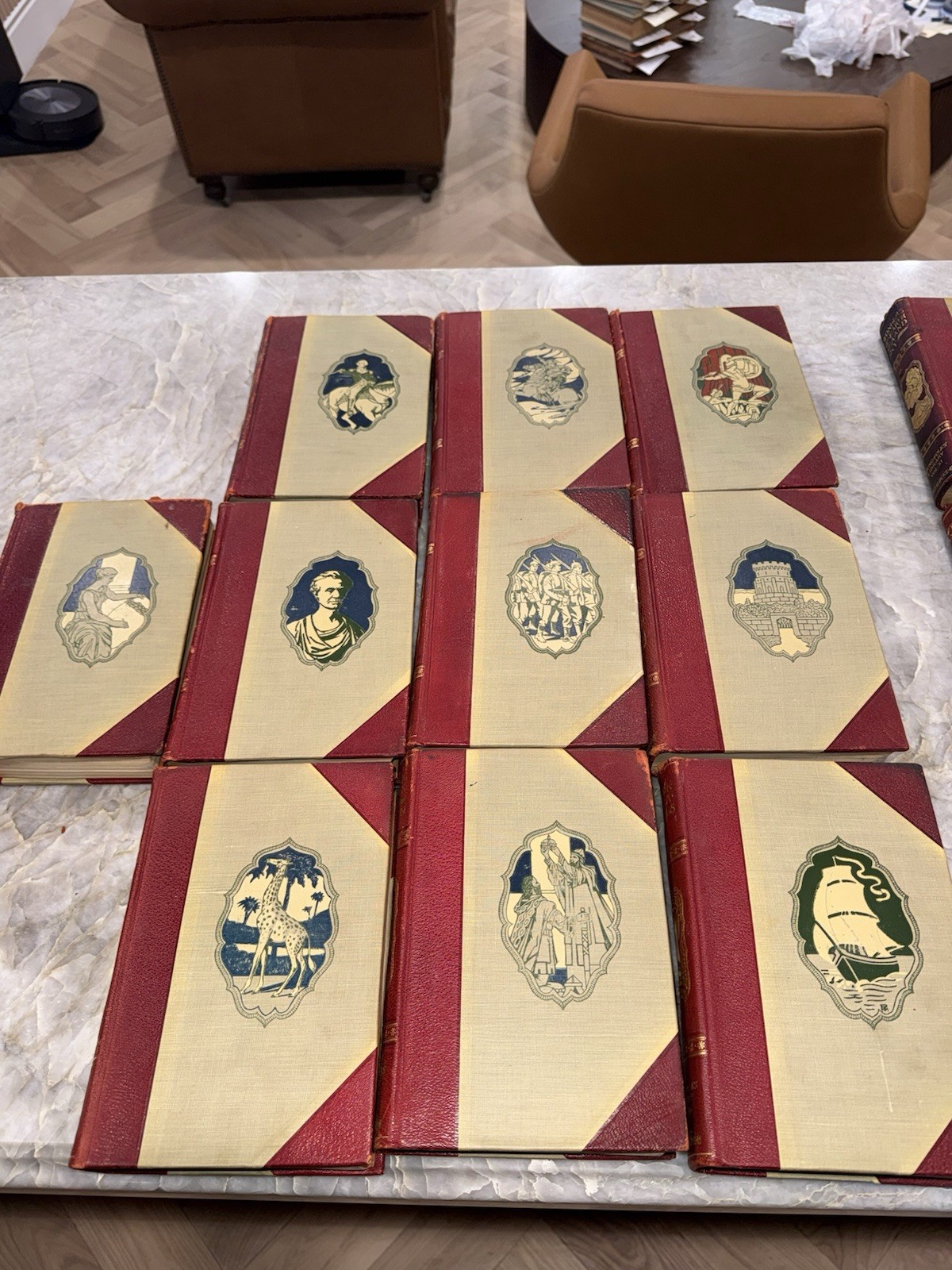 Antique 1902 Young Folks Library 19 Vol Set Hall & Locke Victorian Red Gilt Bind