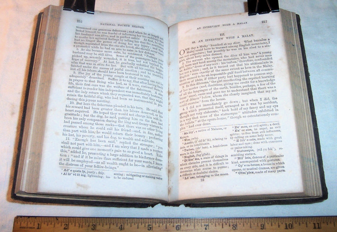 1869 American School Reader Leather Spine ; History Poetry Anecdotes etc.