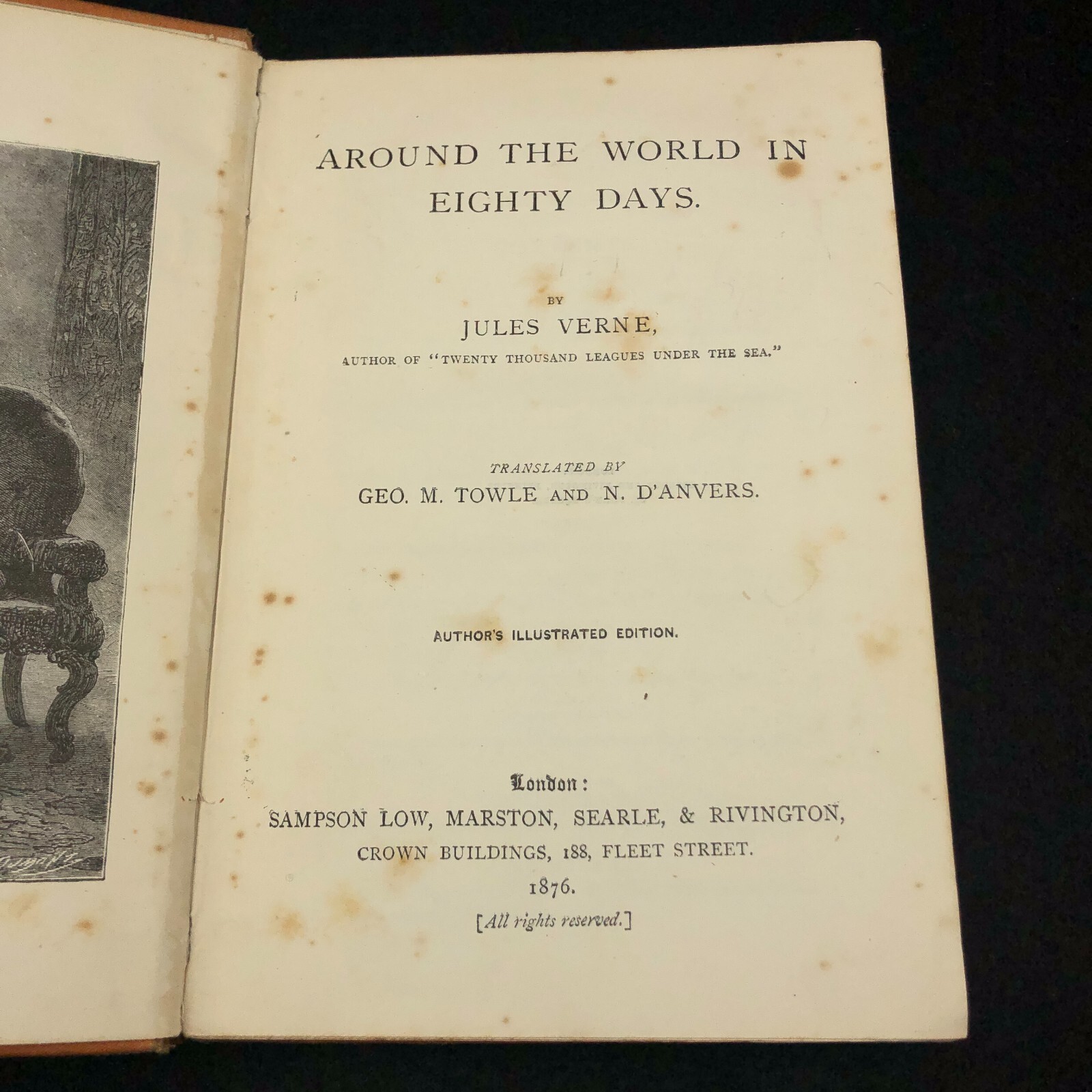 Around The World In Eighty Days ~ Jules Verne ~ 1876 UK Edition Sampson Low