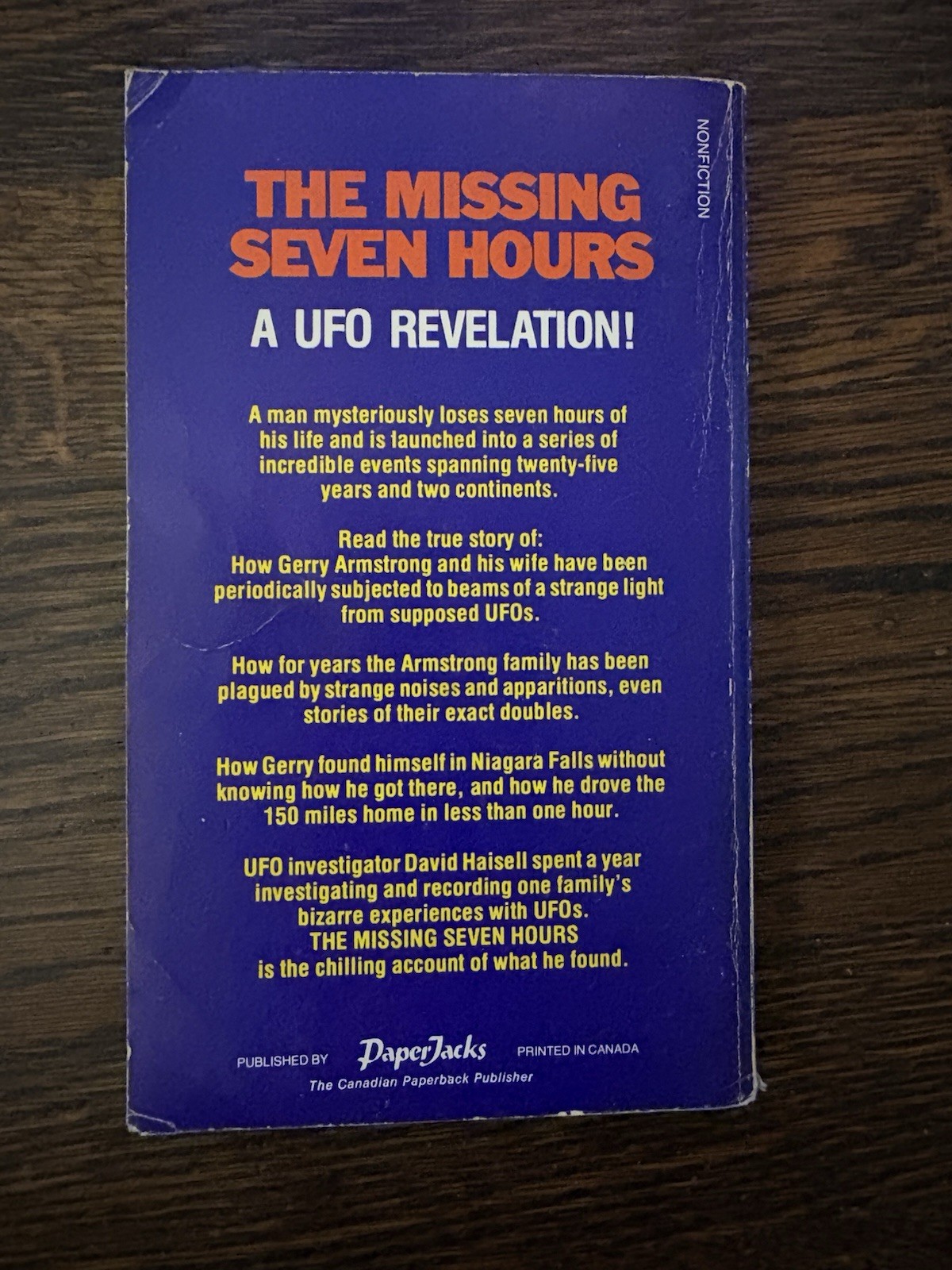 The Missing Seven Hours – David Haisell – Paperjacks PB 1978 Scarce – UFOs