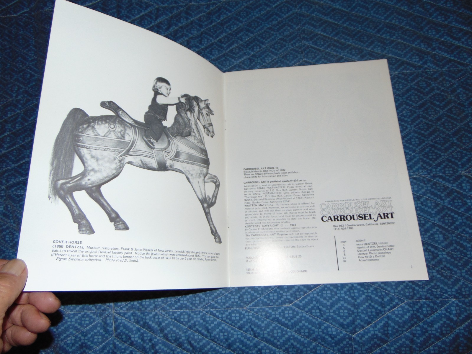 ORIGINAL OCT/NOV 1982 „CARROUSEL ART“ MAGAZINE #19 FEATURING DENTZEL HORSES
