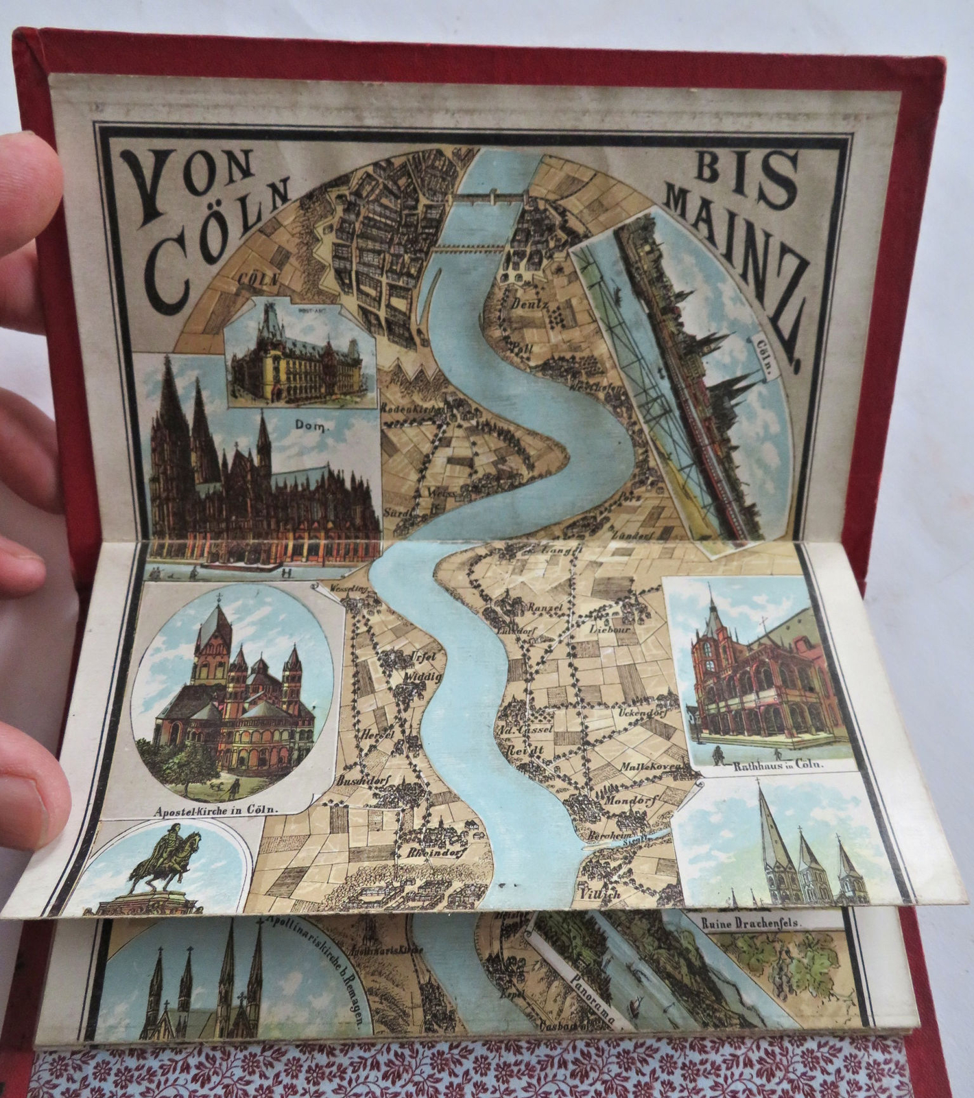 Rhine River Germany Mainz to Cologne Decorative Vignettes c. 1890 panoramic map