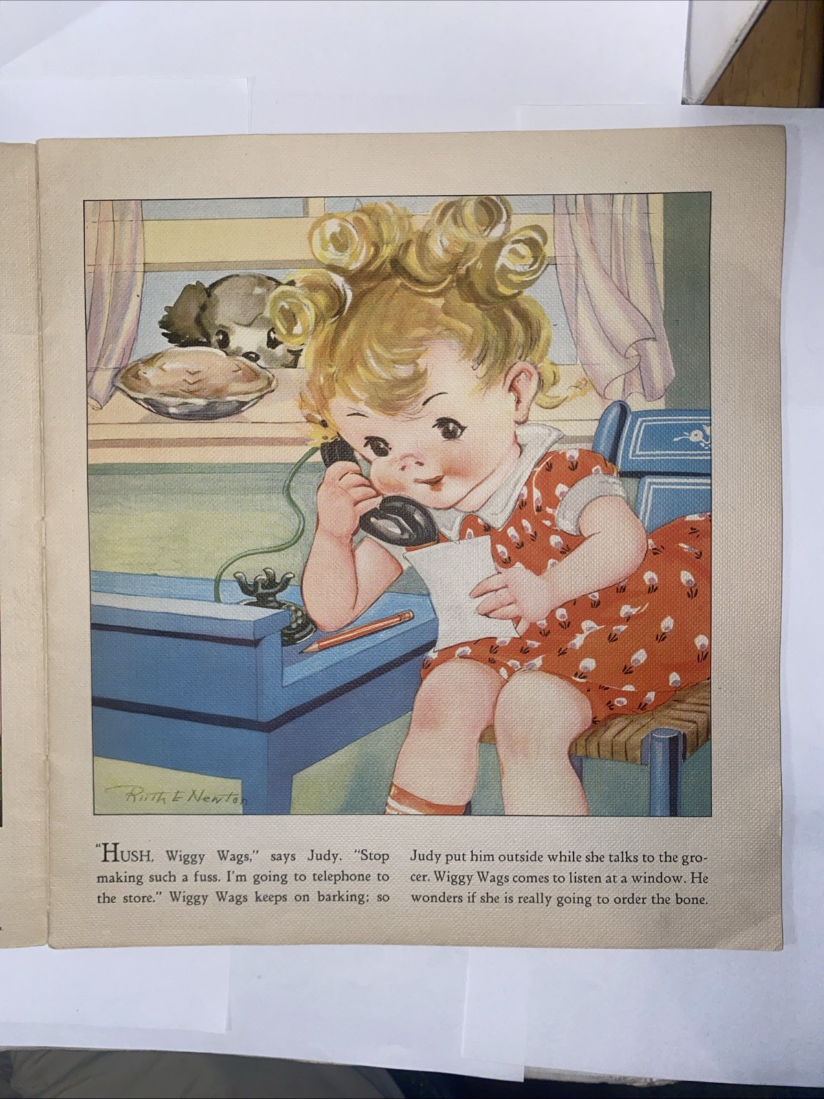 Let’s Play Store, Let’s Play Postman Vtg Linen Children’s Books 1936 13” X 12”