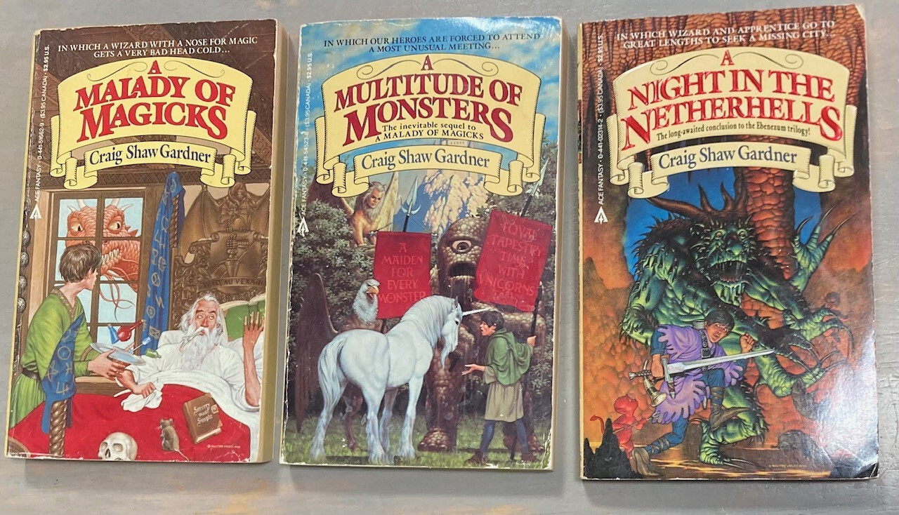 Lot of 3 Ebenezum Trilogy Craig Shaw Gardner Ace Fantasy All Signed by Author