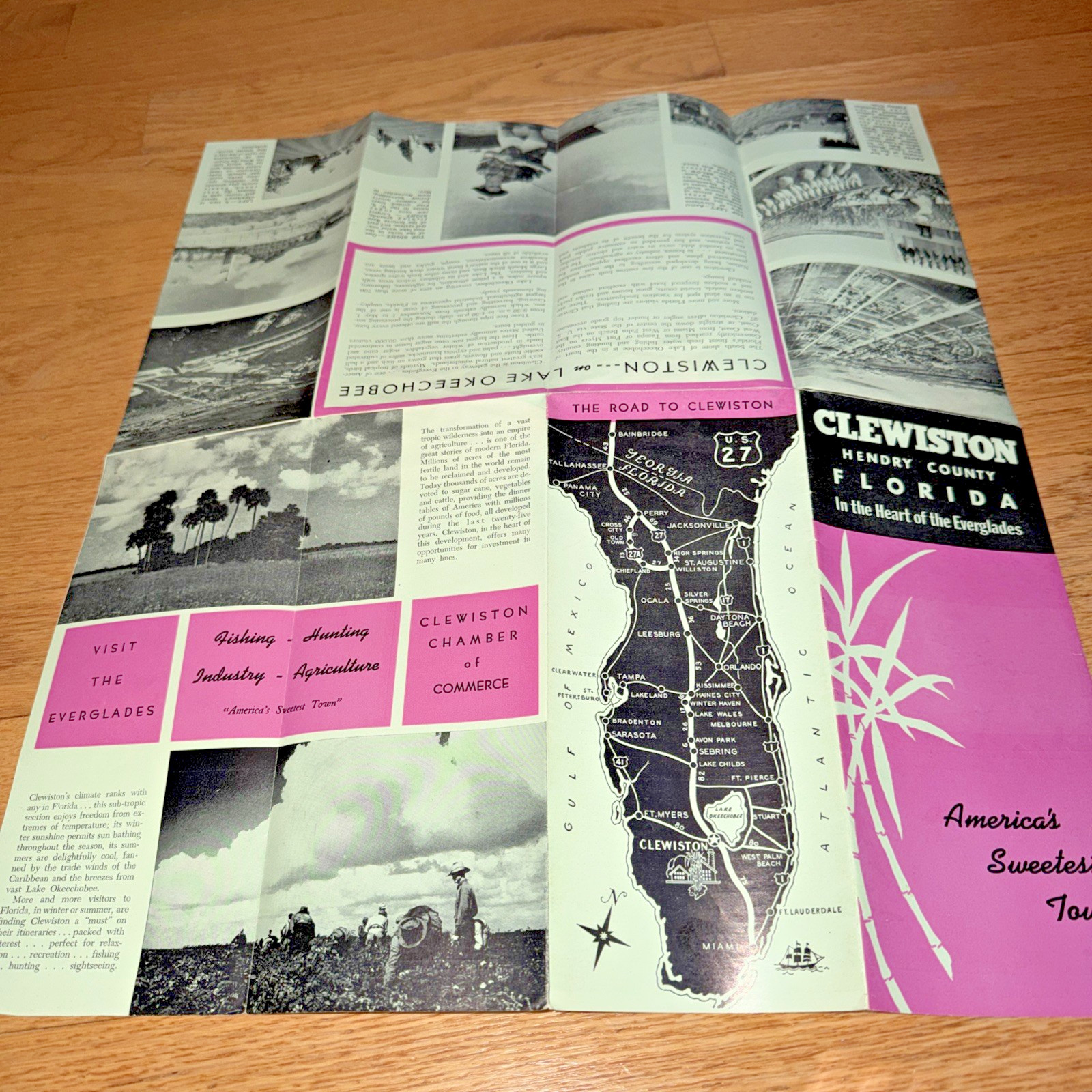 1950’s CLEWISTON, HENDRY COUNTY FLORIDA Brochure – LAKE OKEECHOBEE