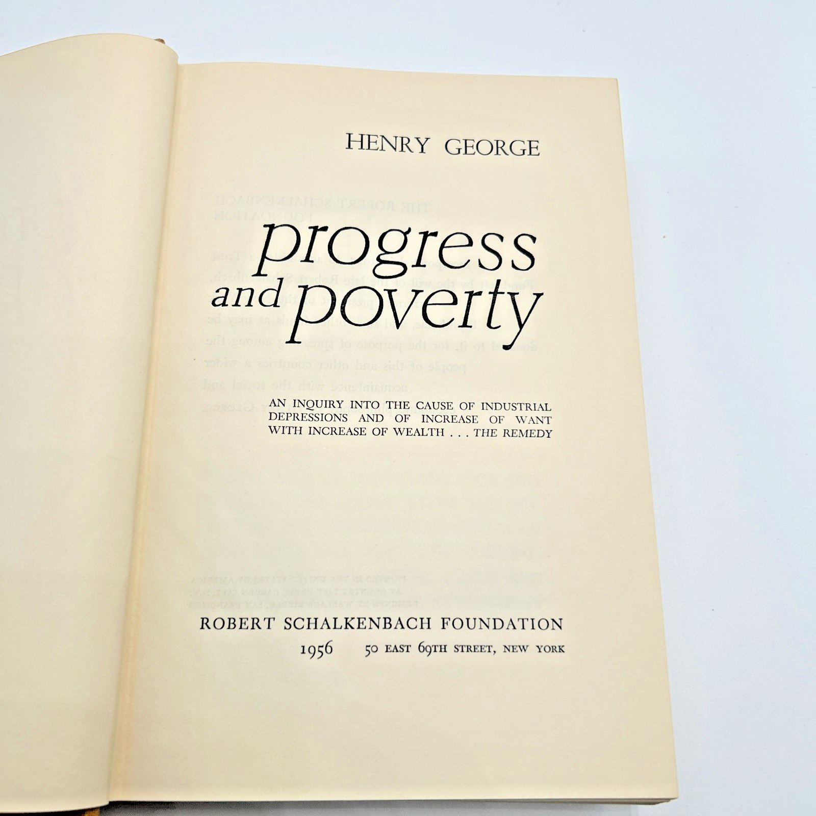 Progress and Poverty by Henry George HC ROBERT Schalkenbach Foundation