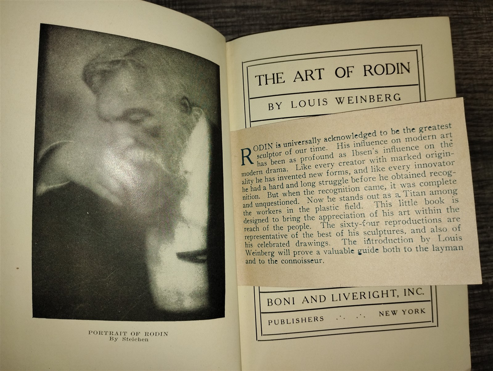 The Art of Rodin by Louis Weinberg Leather Book 1918 Boni and Liveright New York