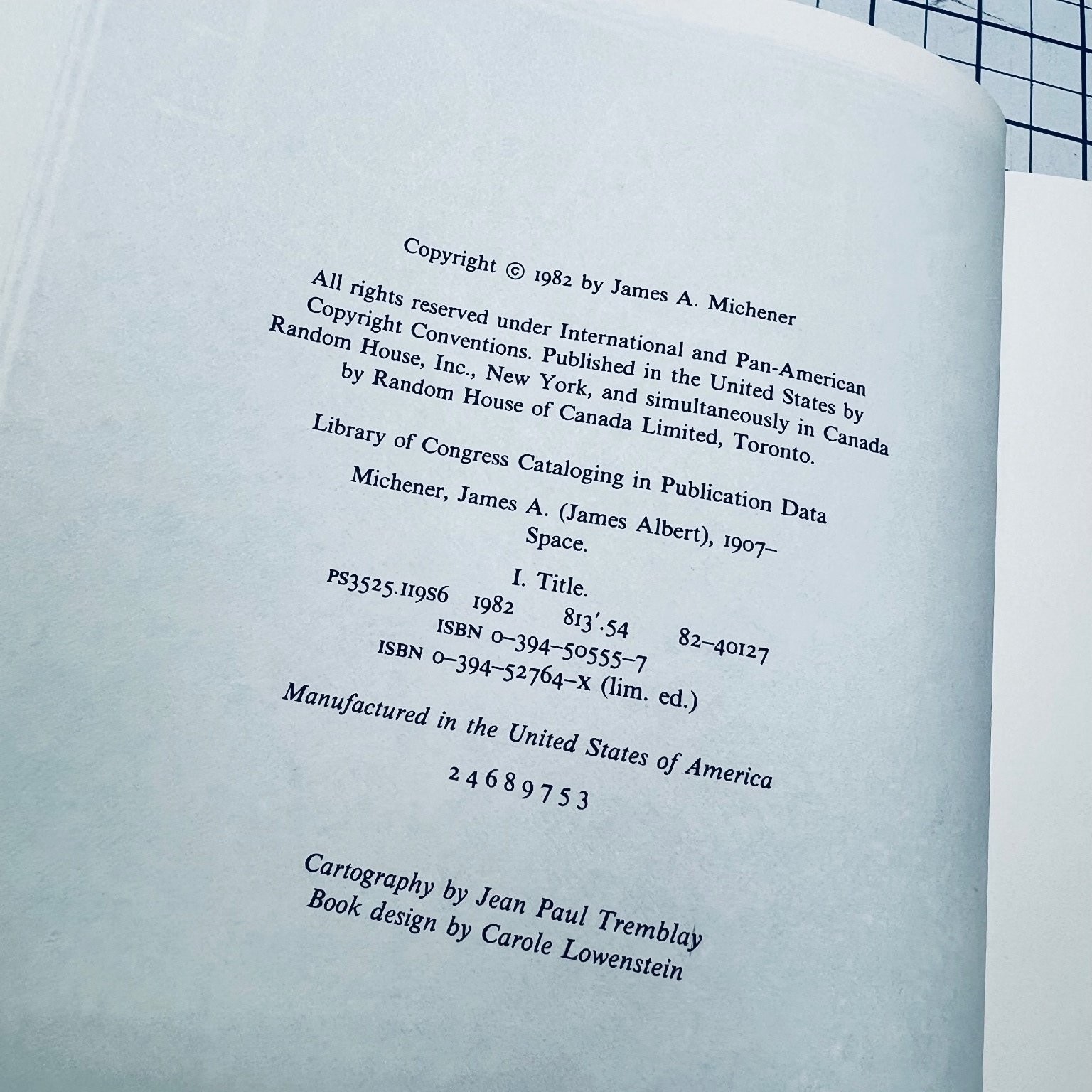 SPACE James A. Michener First Printing 1982 Hardcover Dust Jacket 2nd Printing