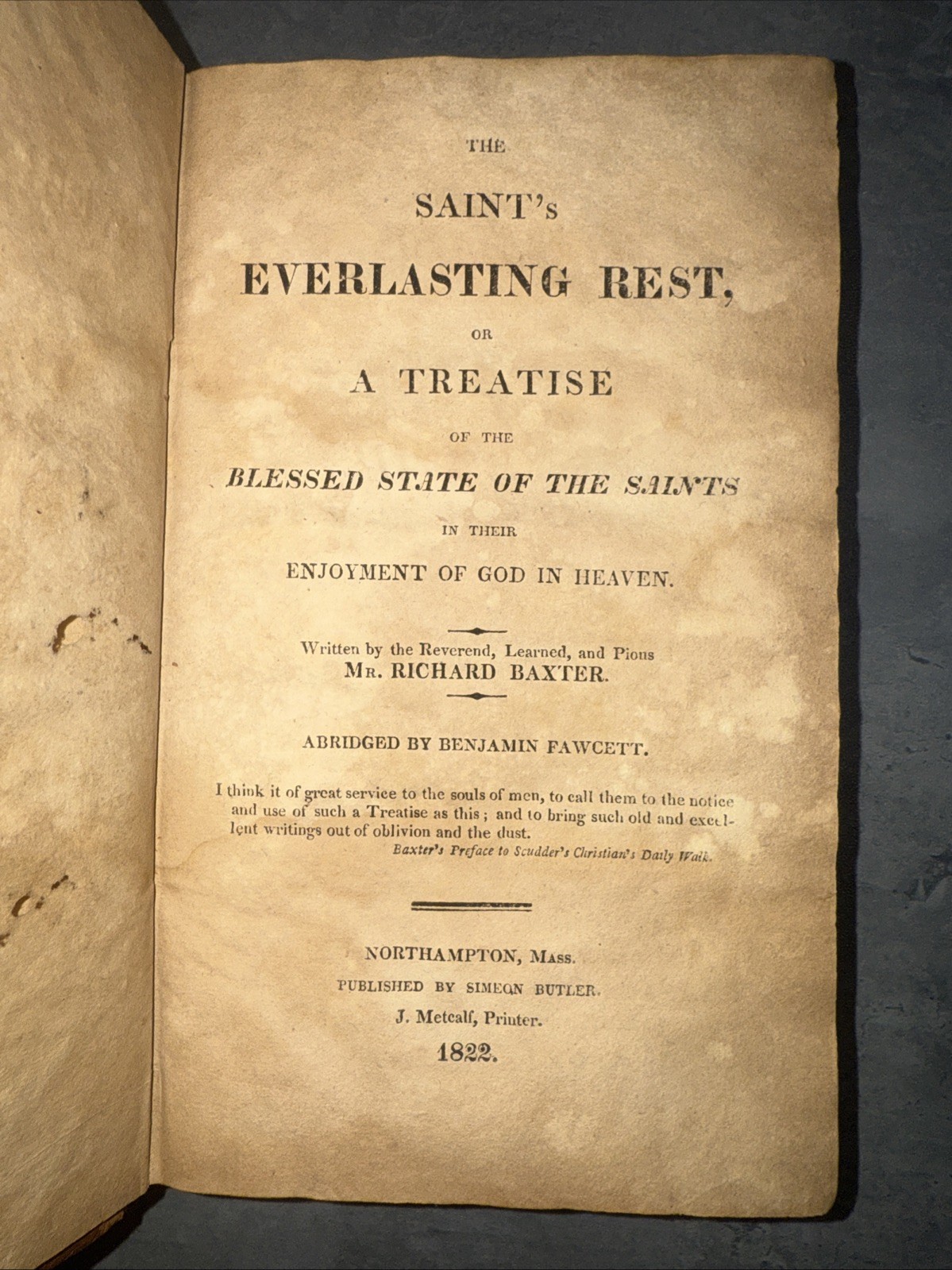 SAINT’S EVERLASTING by RICHARD BAXTER antique AMERICANA 1822
