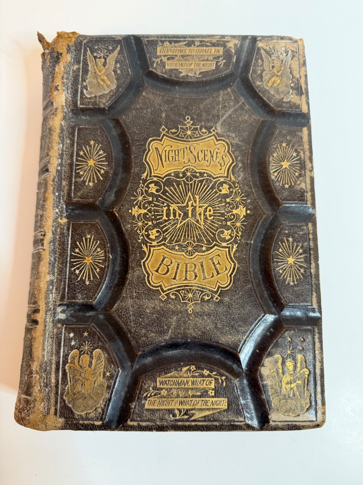 Night Scenes In The Bible 1869 Antique Religious Art Leather Bound Gold Gilded