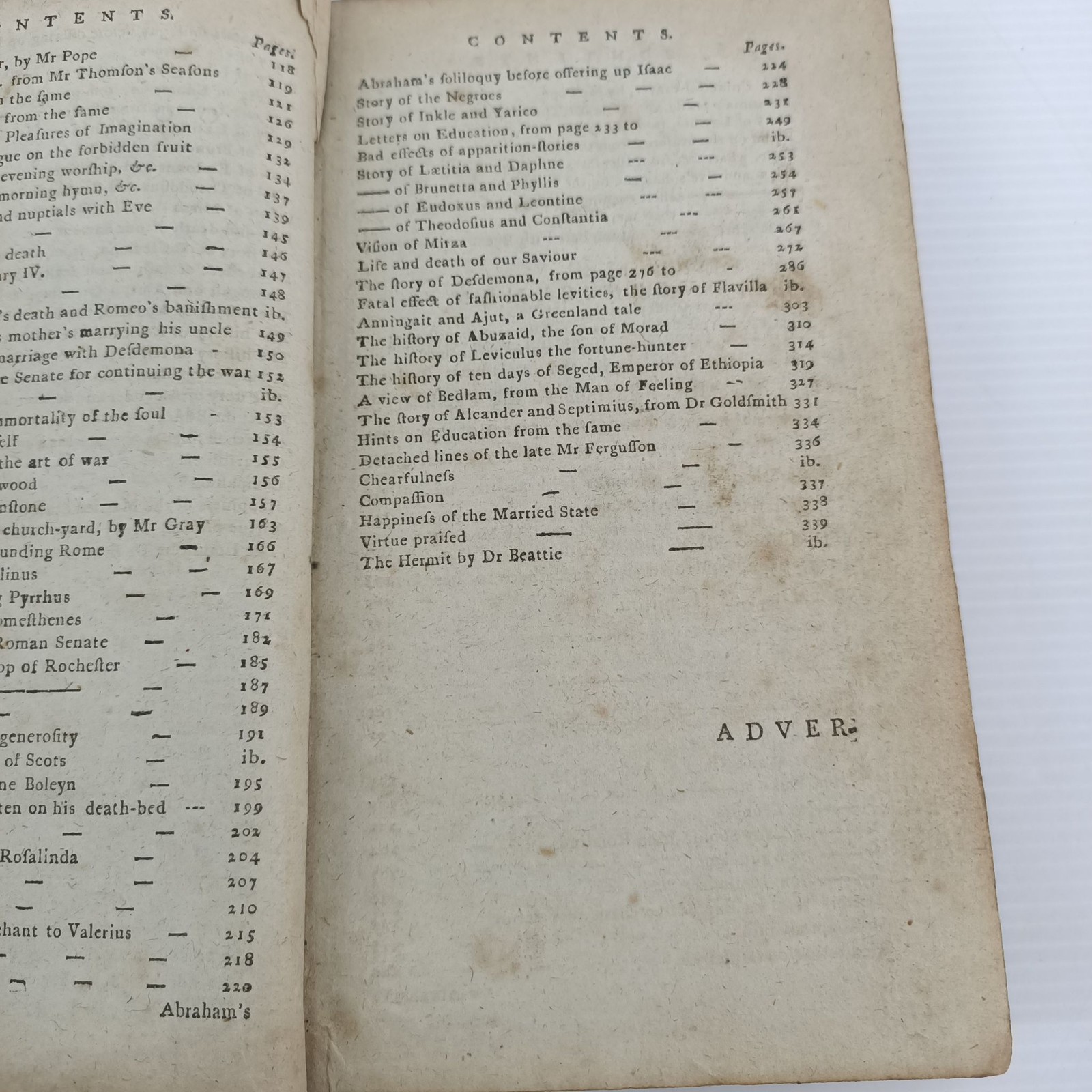 Antique Leather Bound Book Collection Fables Poems 18th Century Foxing Wear