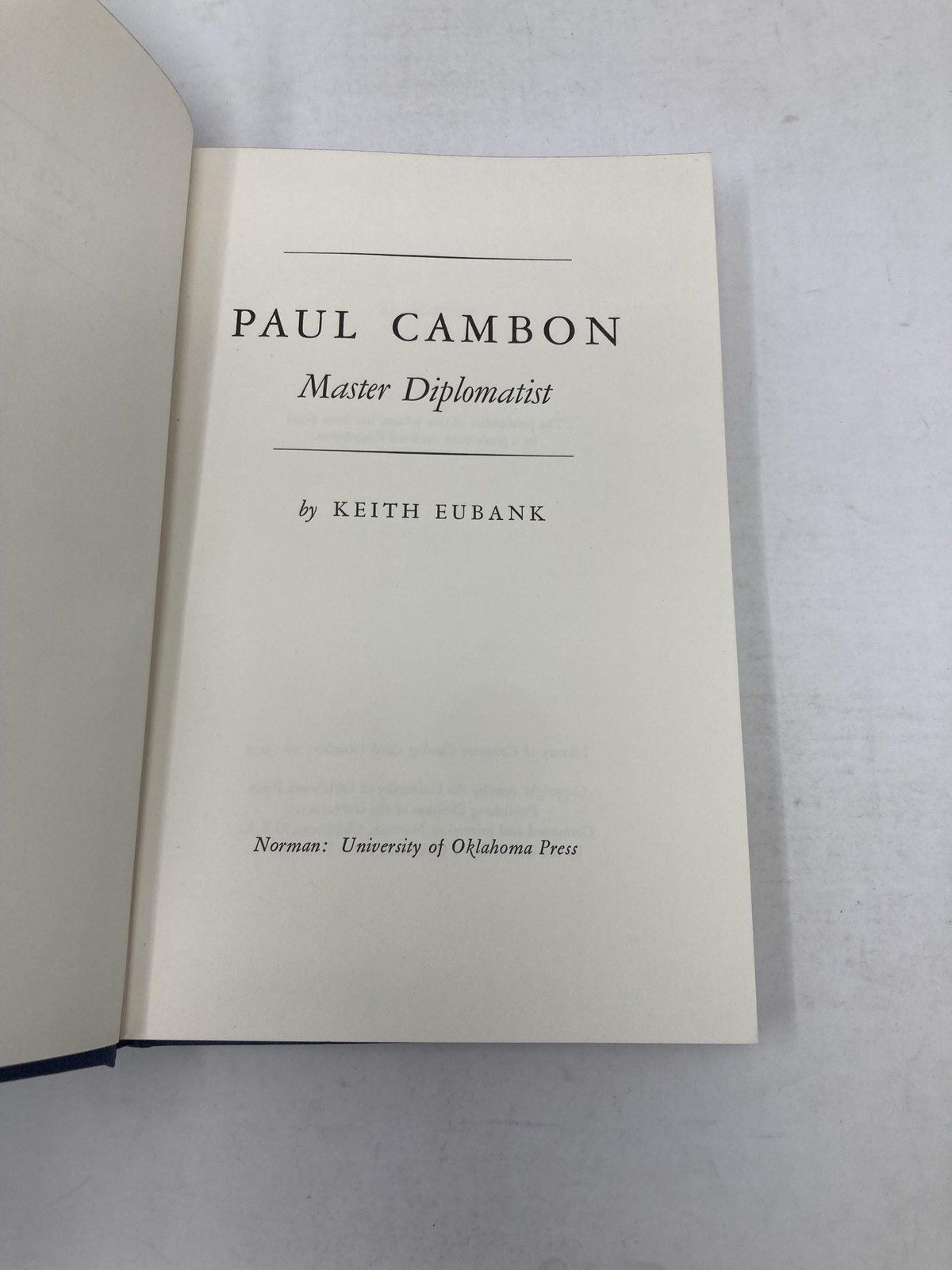 Paul Cambon by Keith Eubank First 1st Edition VG HC 1960