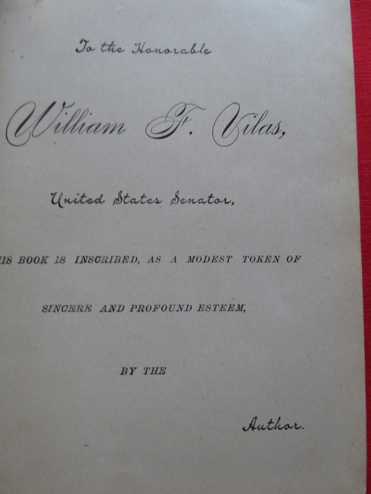 1892 DICTIONARY ENGLISH – BOHEMIAN LANGUAGE/ US SENATOR: WILLIAM F. VILAS BOOK