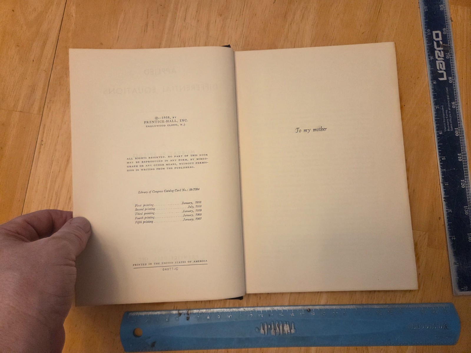 Applied Differential Equations by Murray Spiegel – 1961 Prentice Hall Hardcover