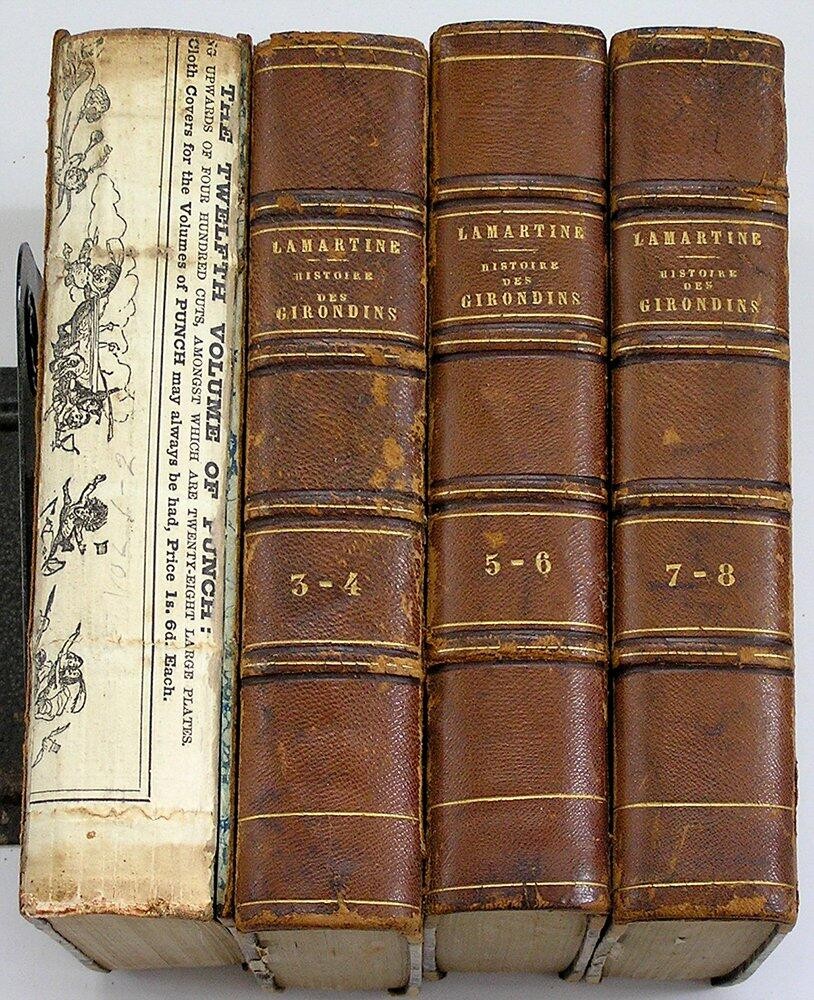 1847 HISTOIRE DES GIRONDINS Alphonse de Lamartine 8 Vols 4 Leather Books 1st Ed.