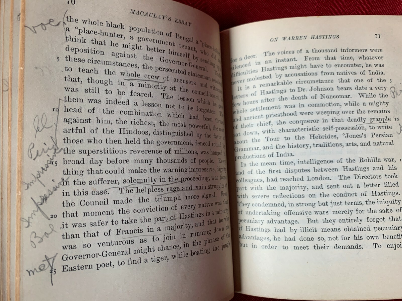 MACAULAY’S ESSAY on WARREN HASTINGS (MARGARET FRICK) 1900 MINI HARDBACK – VGC