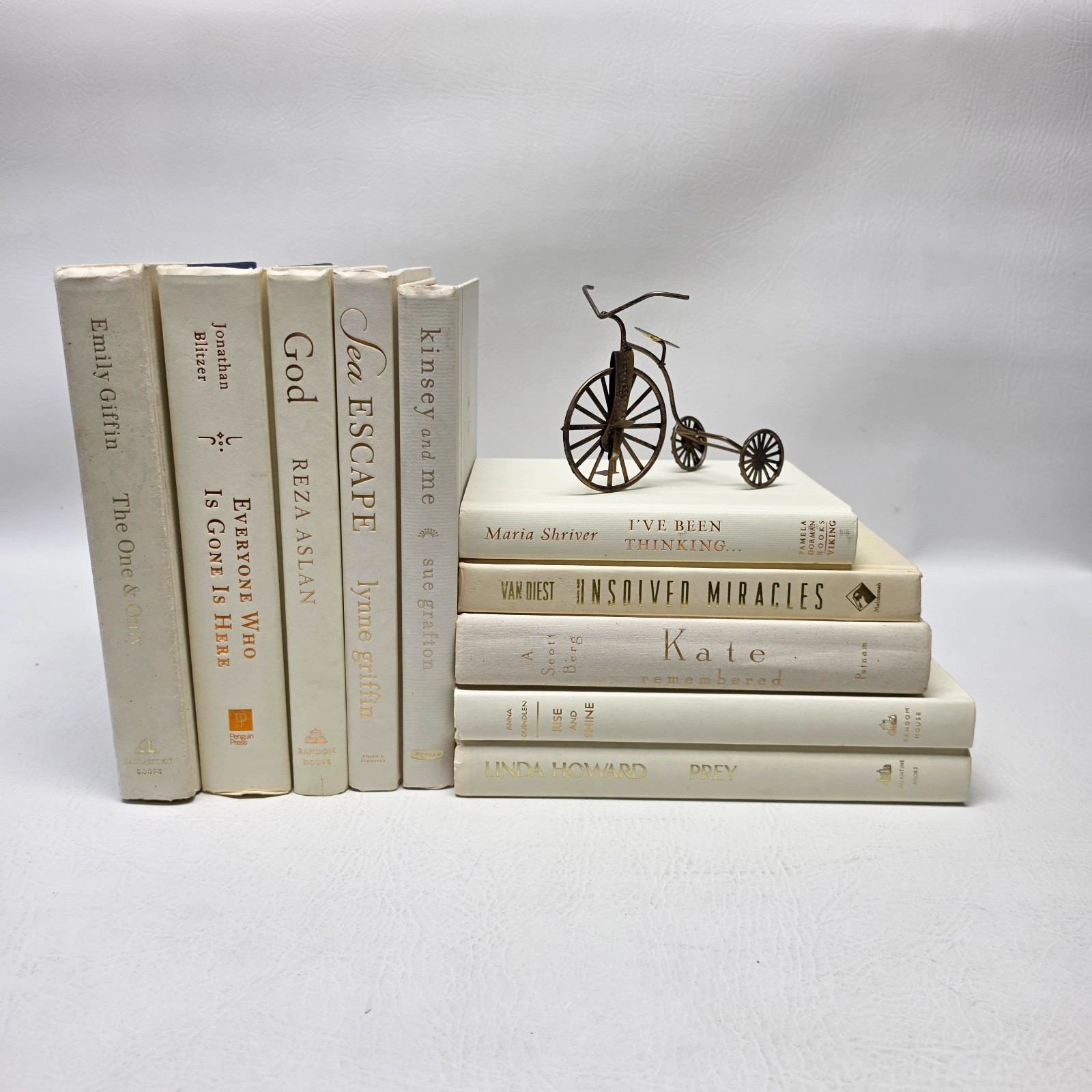 Lot of 10 Off White Beige HC Books Staging Display