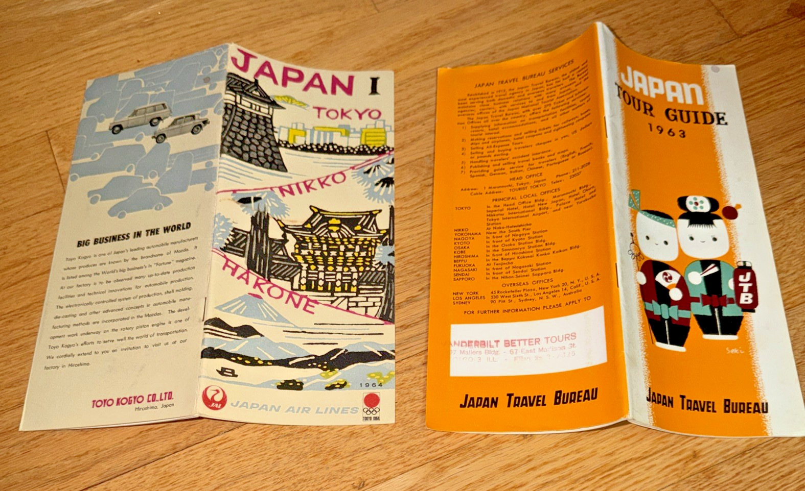 1964 JAPAN AIRLINES TOKYO JAPAN Guide – OLYMPICS & 1963 JAPAN TOUR GUIDE