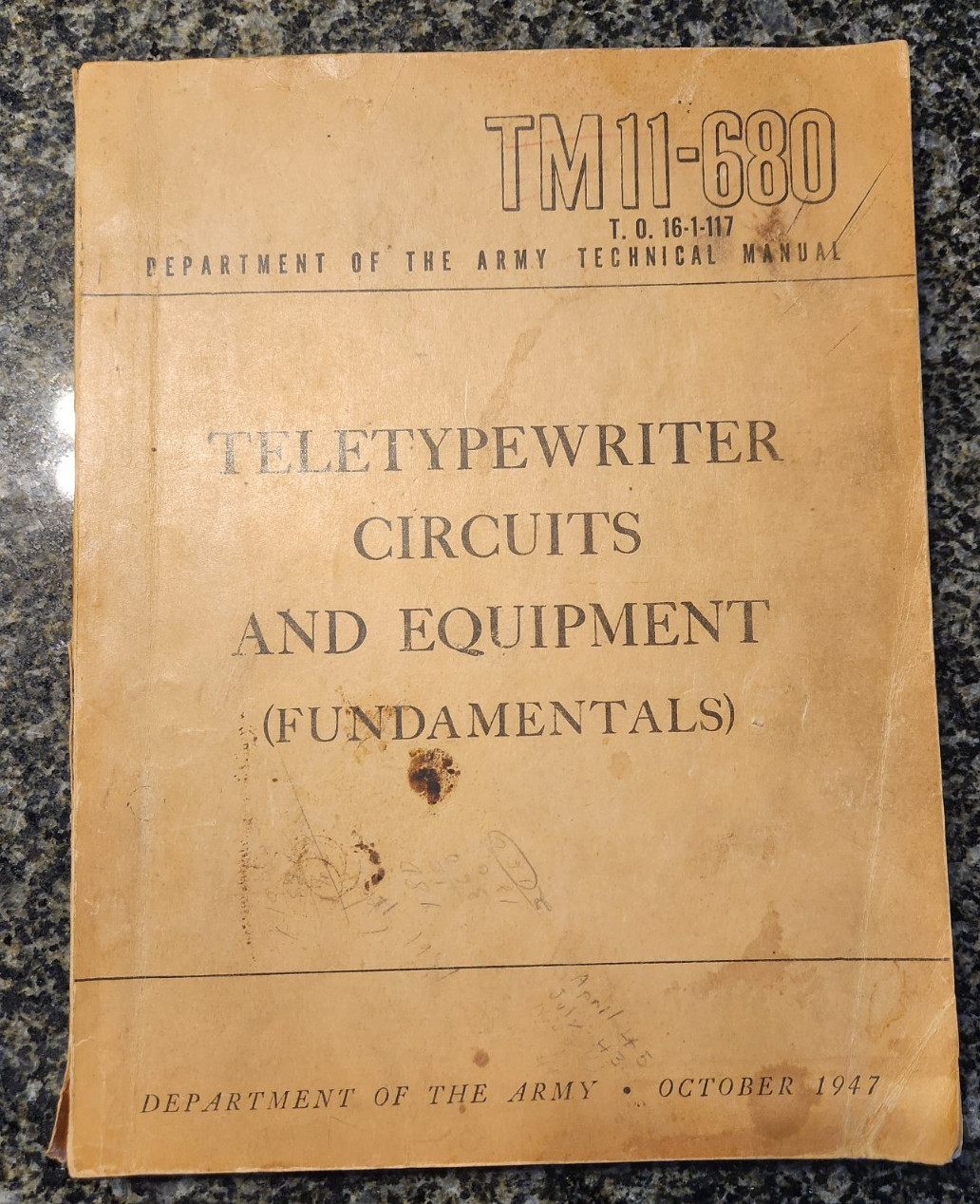 1947 Teletypewriter Circuits & Equipment TM11-680, Department of the Army Manual
