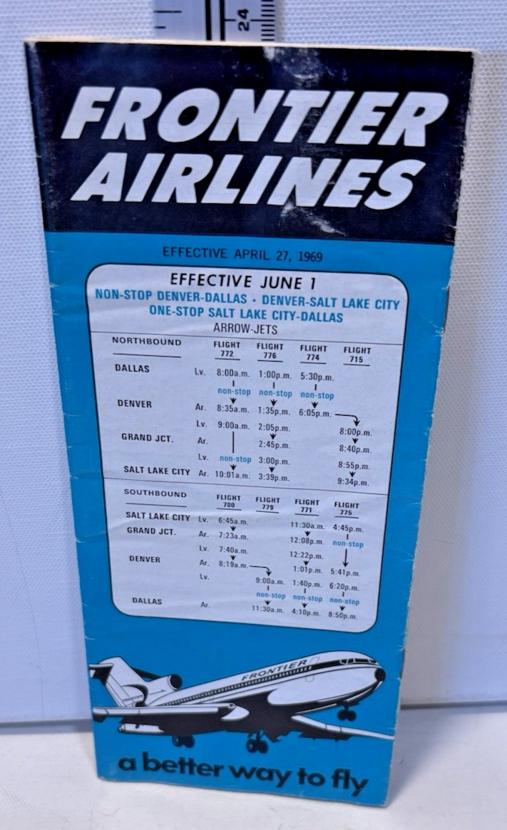 Vintage 1969- Frontier Airlines Schedule