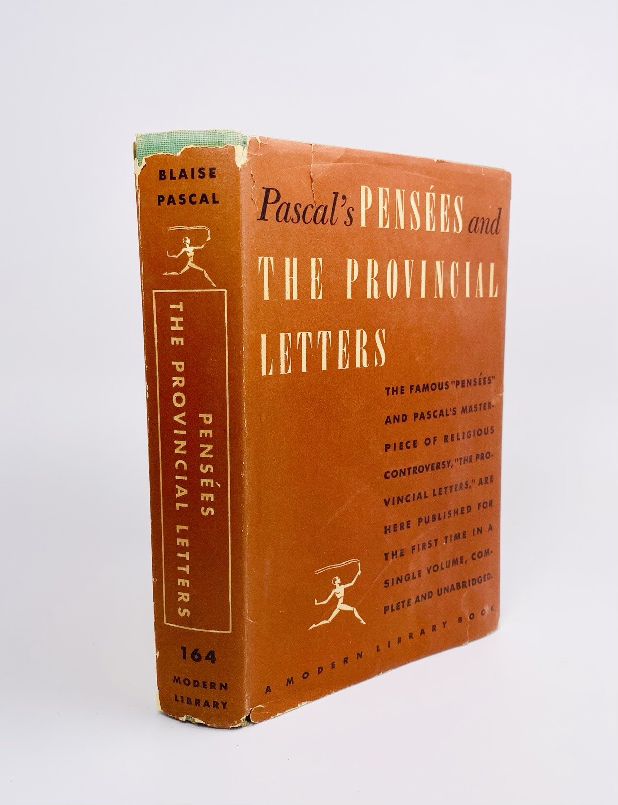 PASCAL, PENSÉES and PROVINCIAL LETTERS, MODERN LIBRARY, # 164, 1941, DJ in MYLAR
