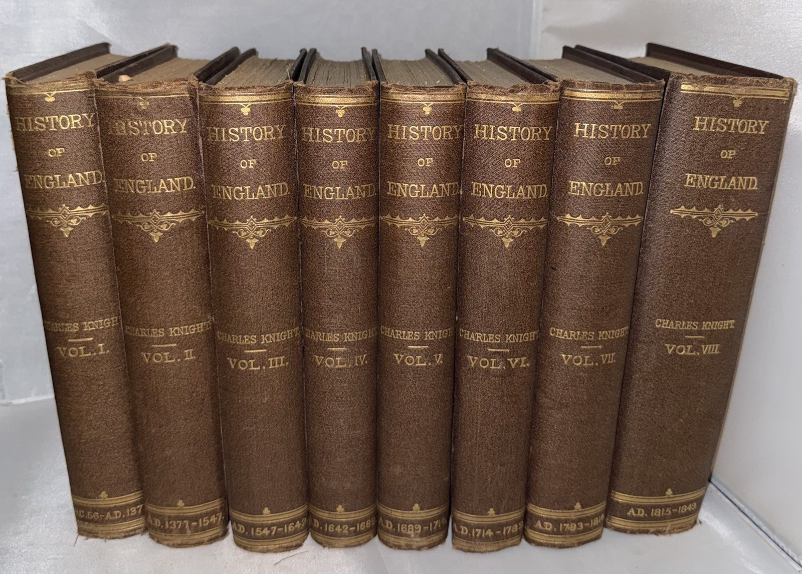 Charles Knight’s Popular History of England 8 Volume Set 1850 Illustrated HC