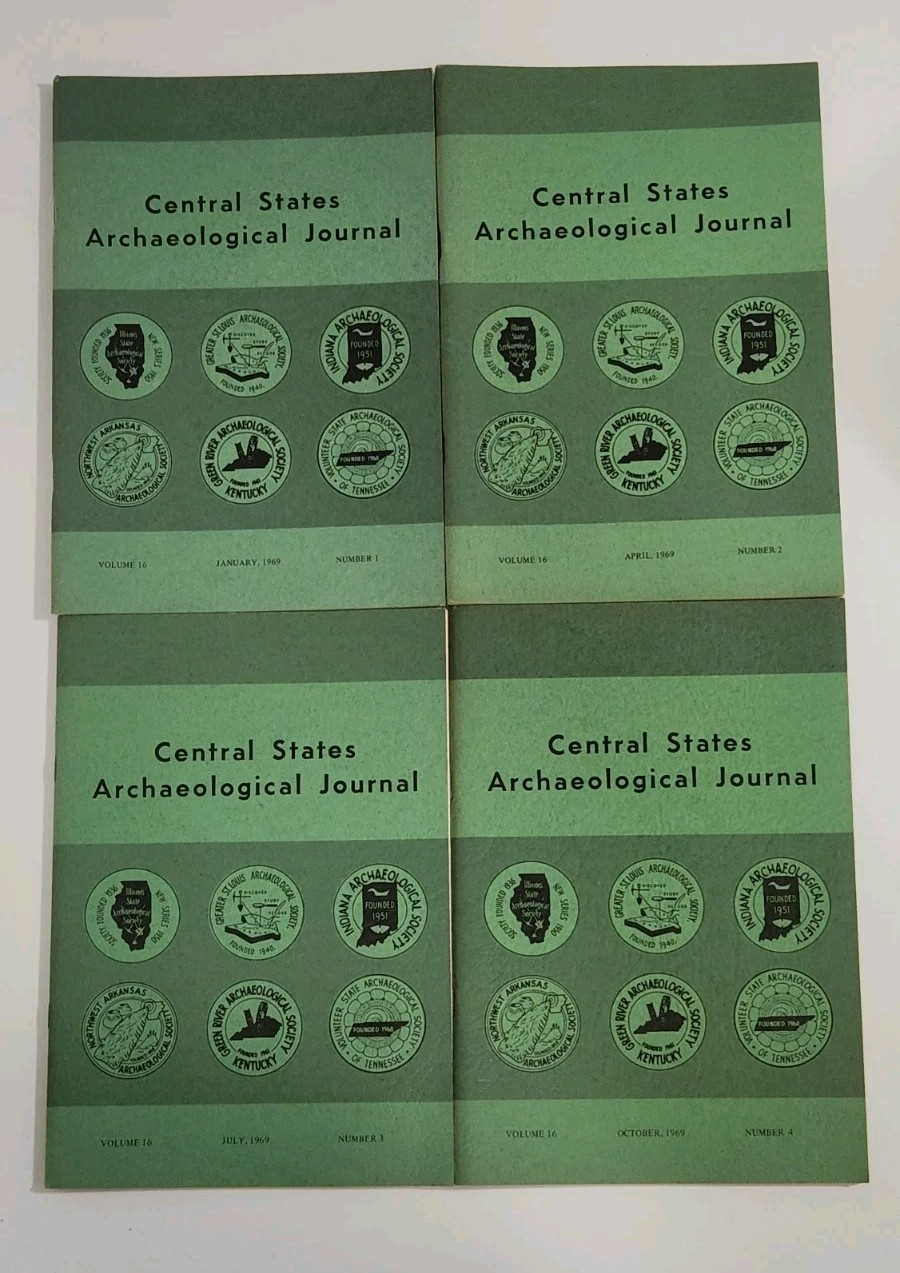 Central States Archaeological Journal Volume 16 #’s 1-4 Complete Set 1969