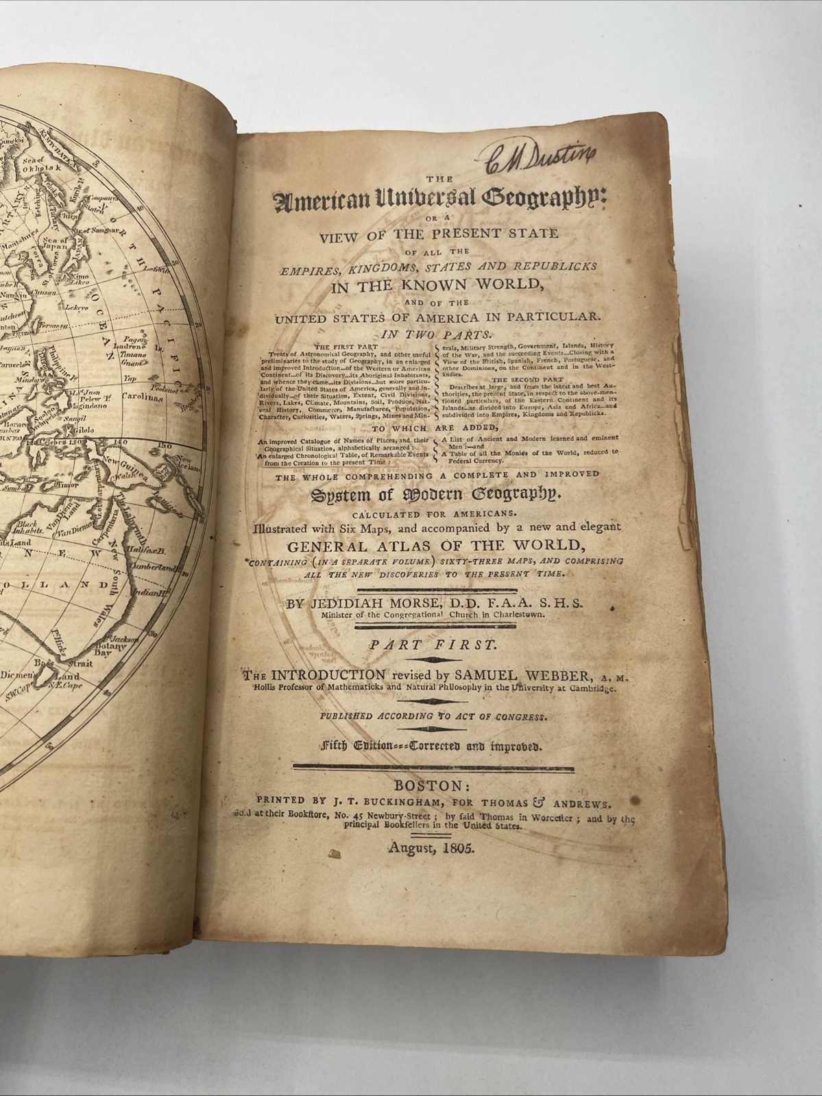 The American Universal Geography Or View By Jedidiah Morse / 1805 2vols Maps