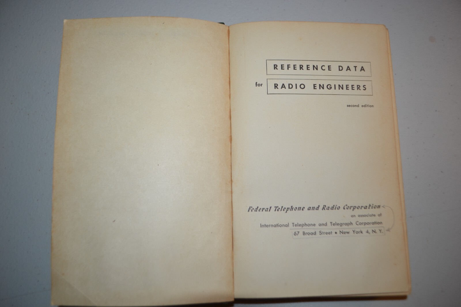 Reference Data for Radio Engineers 2nd Edition Hard Cover Book 1947