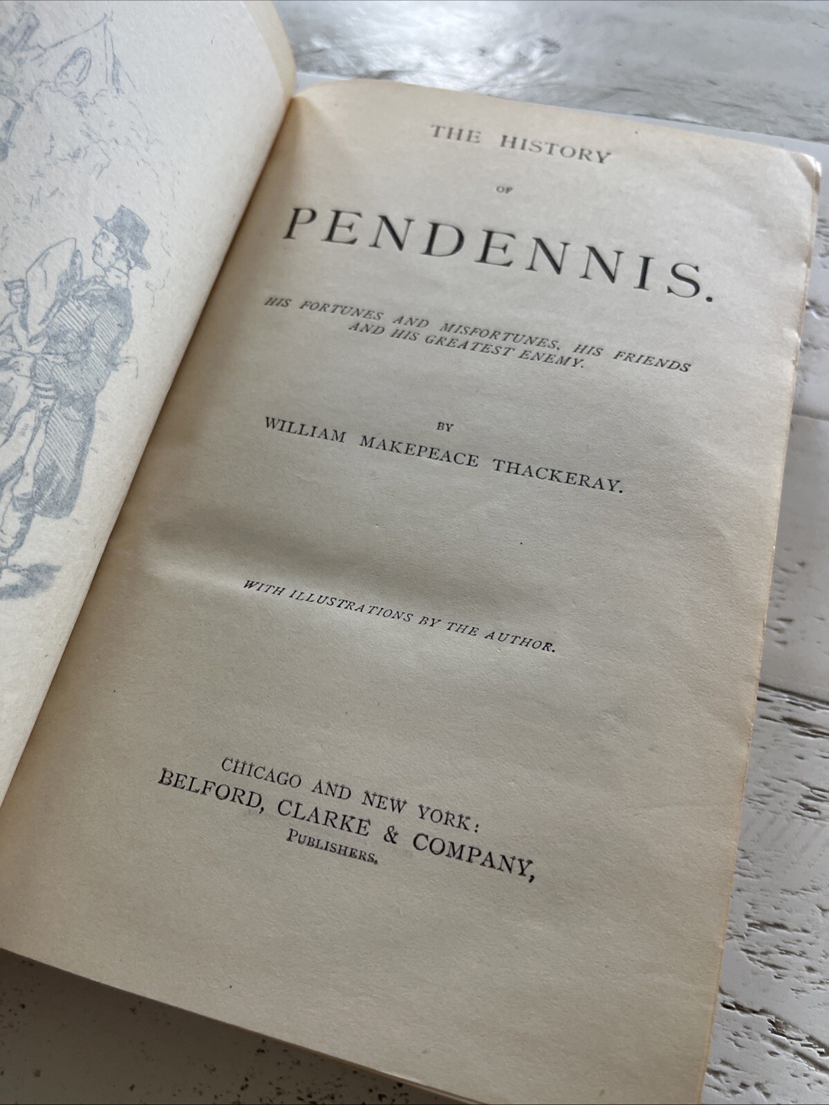 Thackeray’s Works : Pendennis | Belford Clarke Vintage HC, 1880s Binding Loose